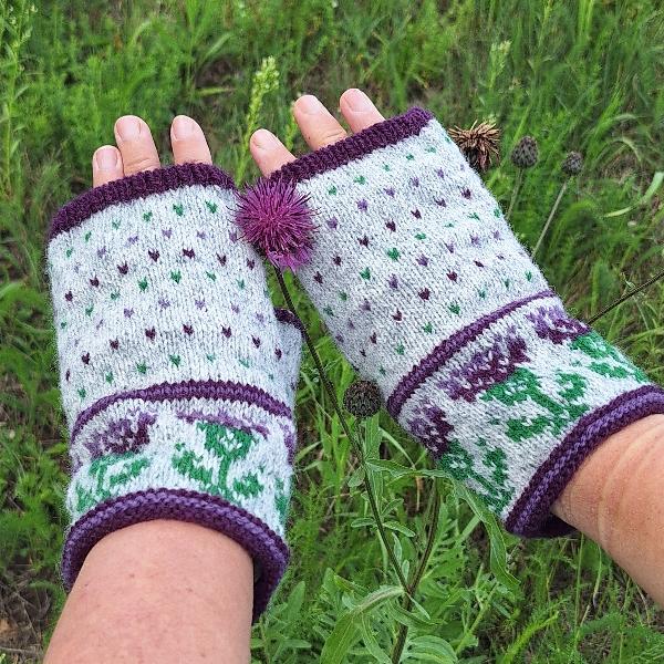 SCOTTISH THISTLE Fingerless Gloves Knitting Kit
