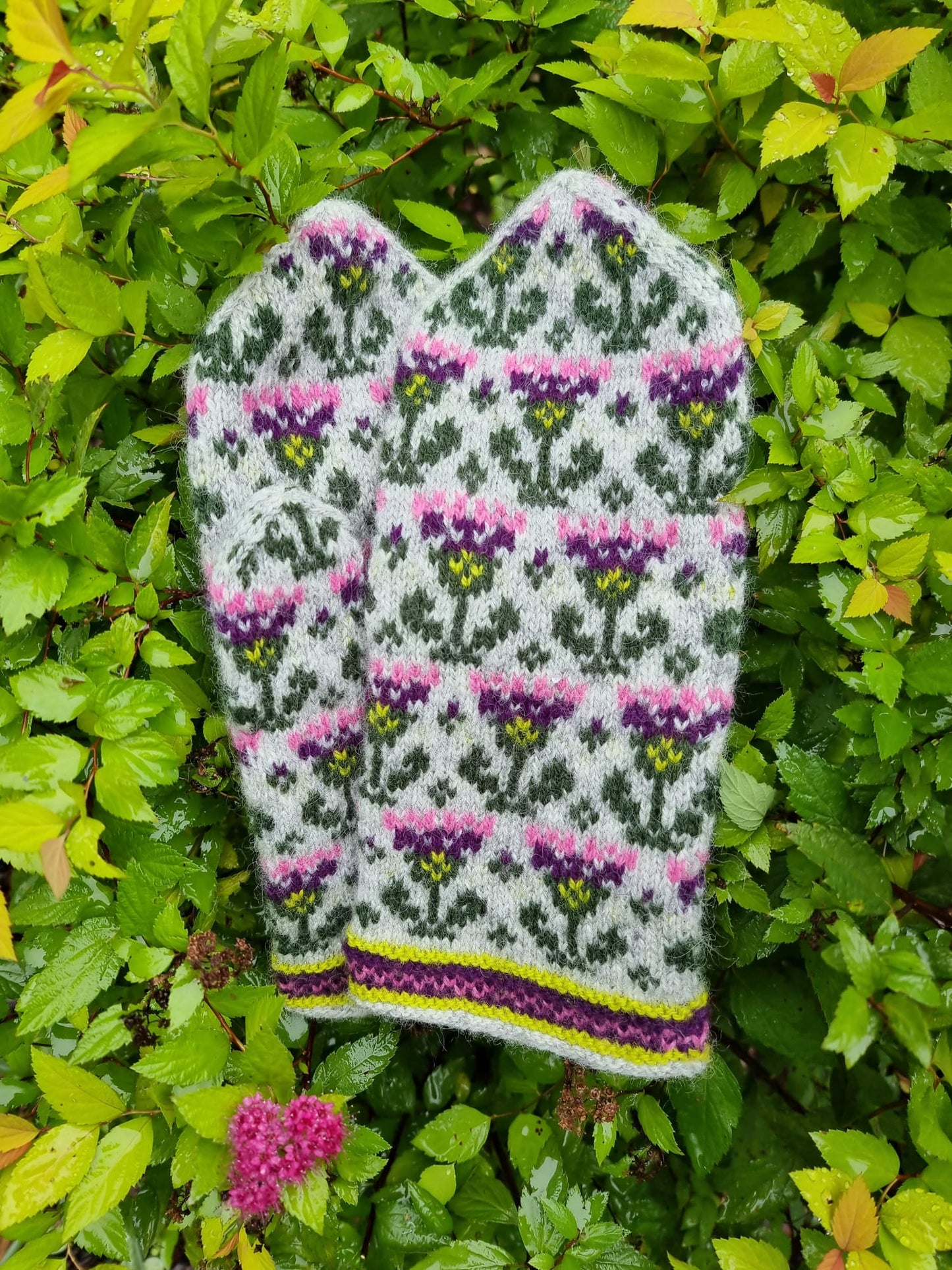 Wool mittens "Bright scottish thistle"