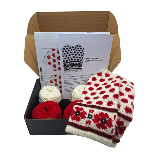"POPPIES" MITTENS KNITTING KIT