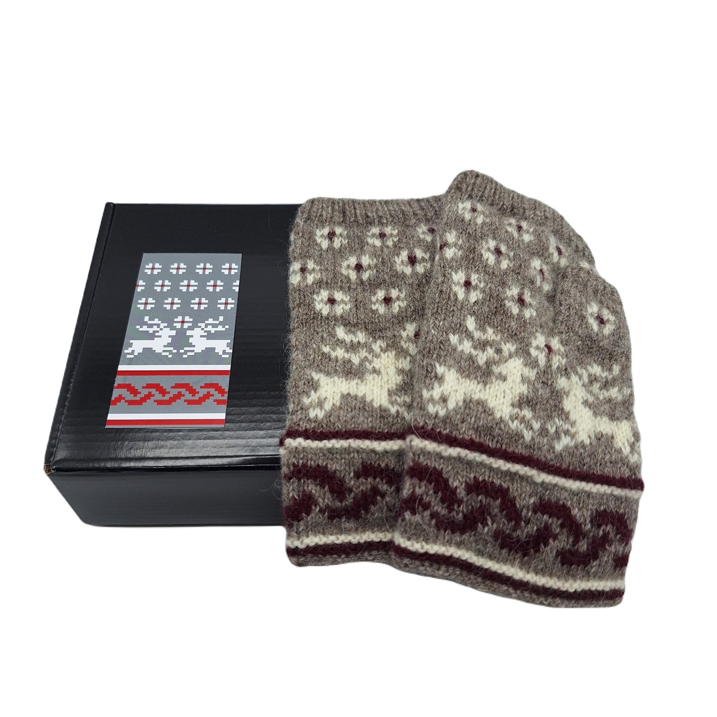 "REINDEER" FINGERLESS GLOVES KNITTING KIT