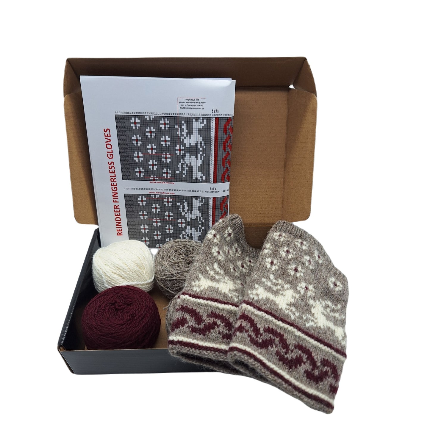 "REINDEER" FINGERLESS GLOVES KNITTING KIT