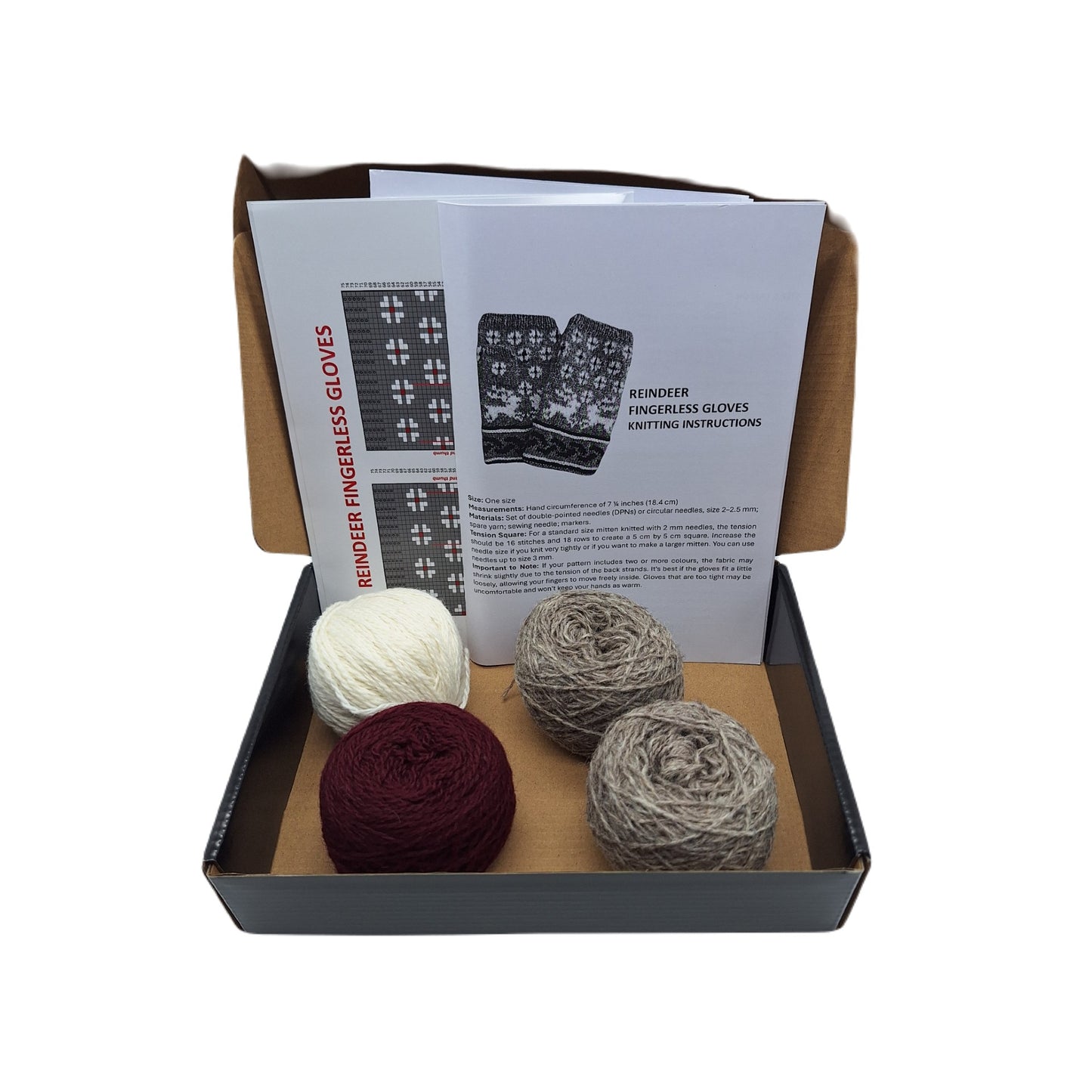 "REINDEER" FINGERLESS GLOVES KNITTING KIT