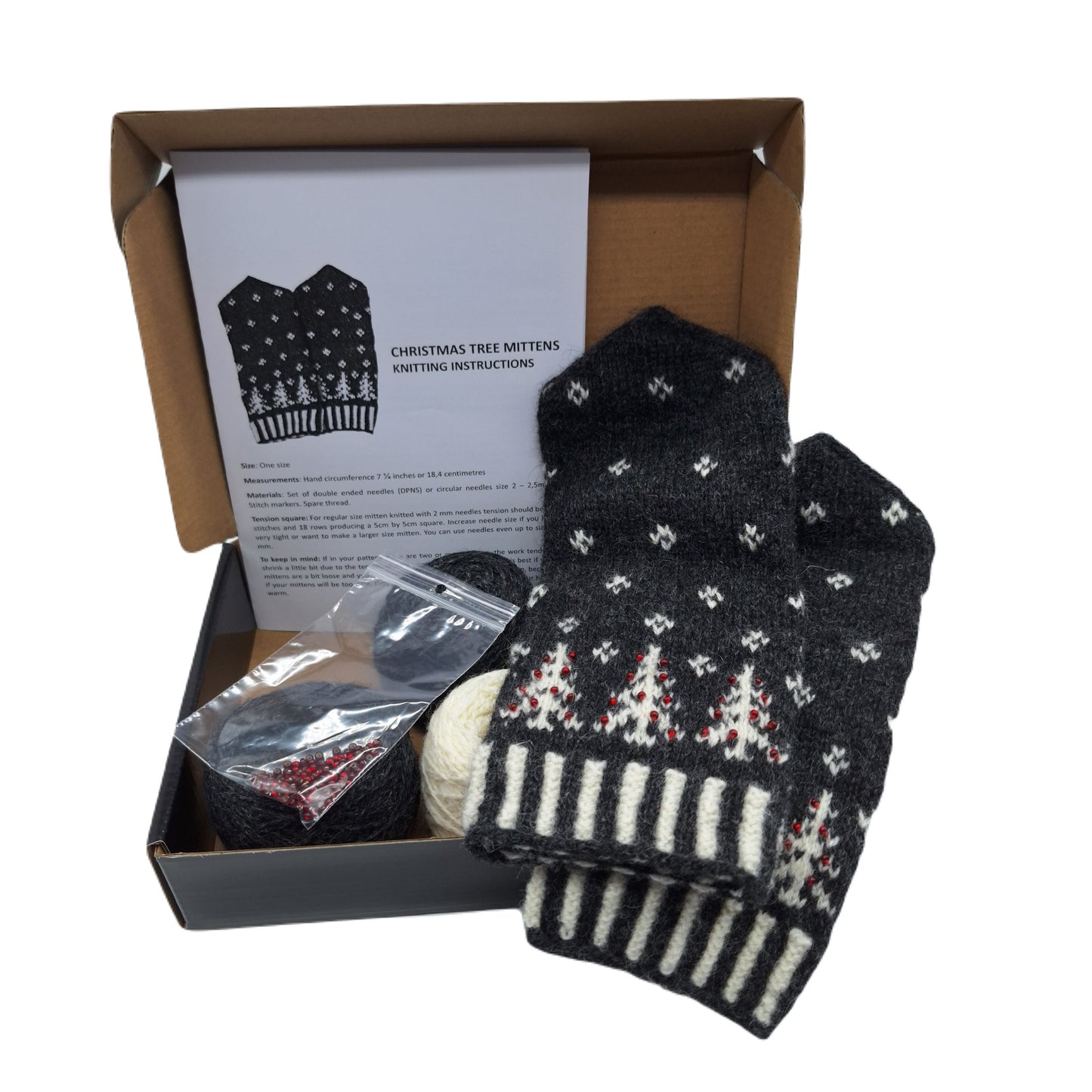 "CHRISTMAS TREES" MITTENS KNITTING KIT