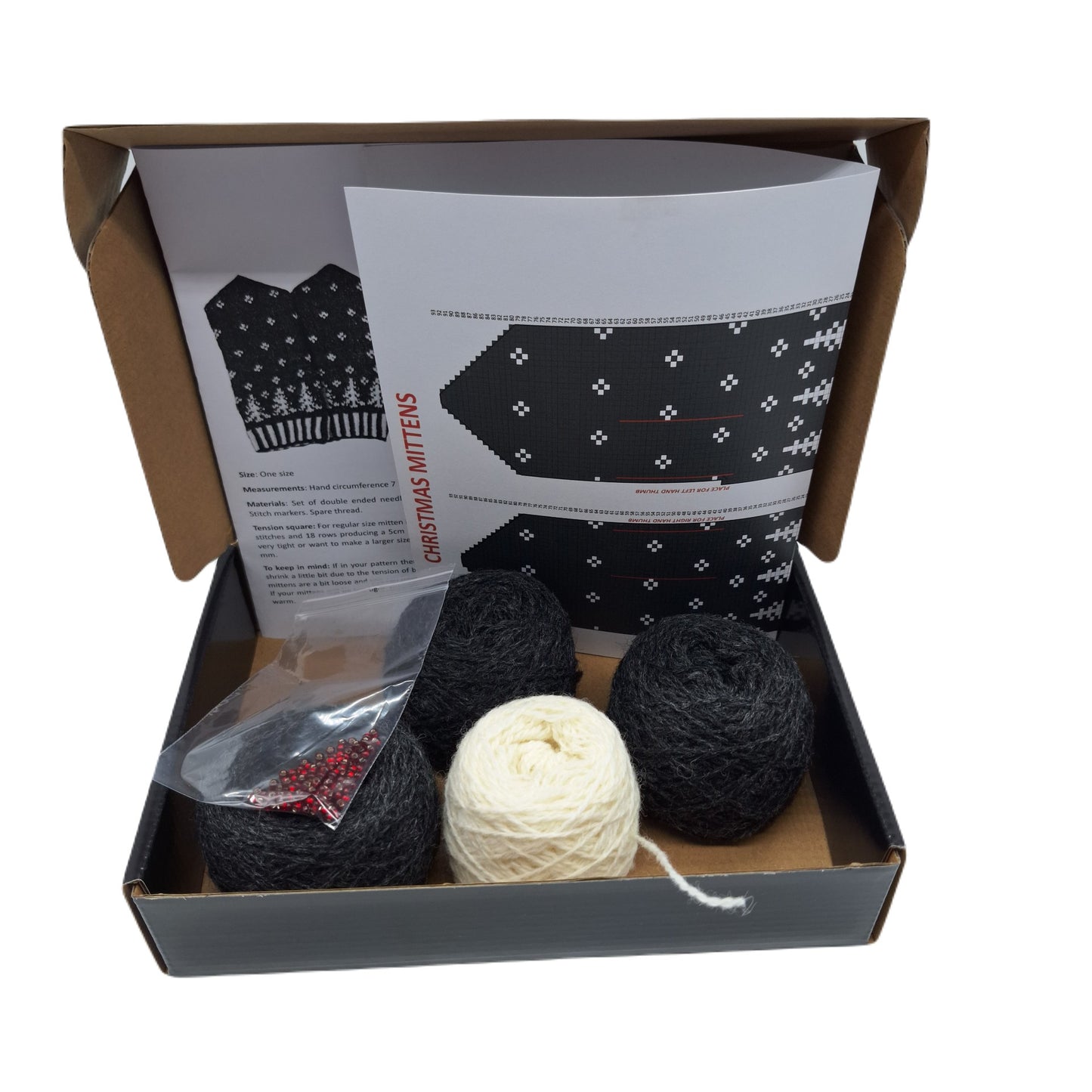 "CHRISTMAS TREES" MITTENS KNITTING KIT