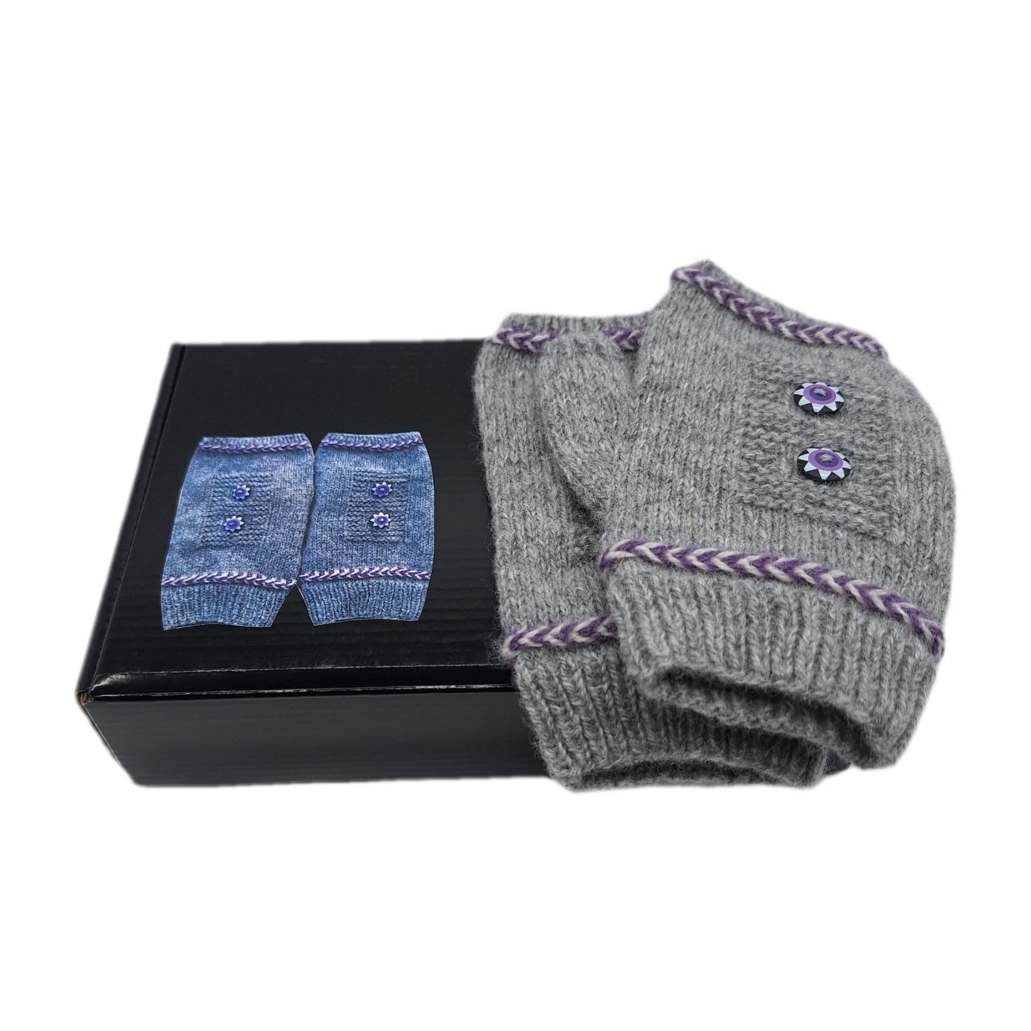 "BUTTONS" FINGERLESS GLOVES KNITTING KIT