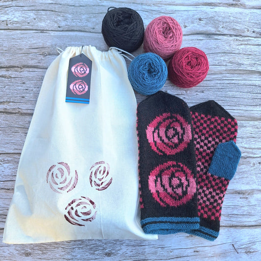 GLASGOW ROSE Mittens Knitting Kit