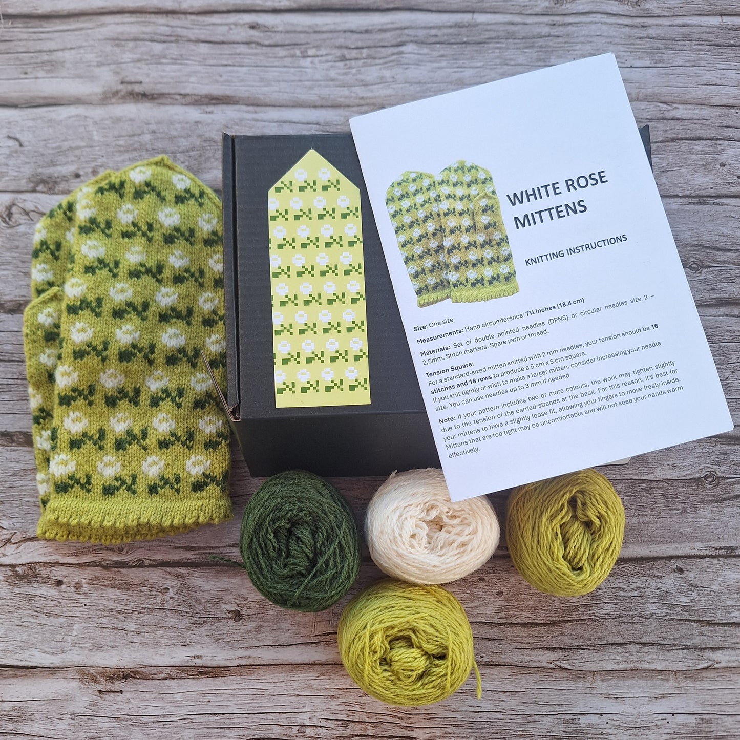 WHITE ROSES Knitting Kit – Mittens