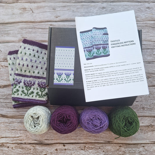 SCOTTISH THISTLE  Fingerless Gloves Knitting Kit