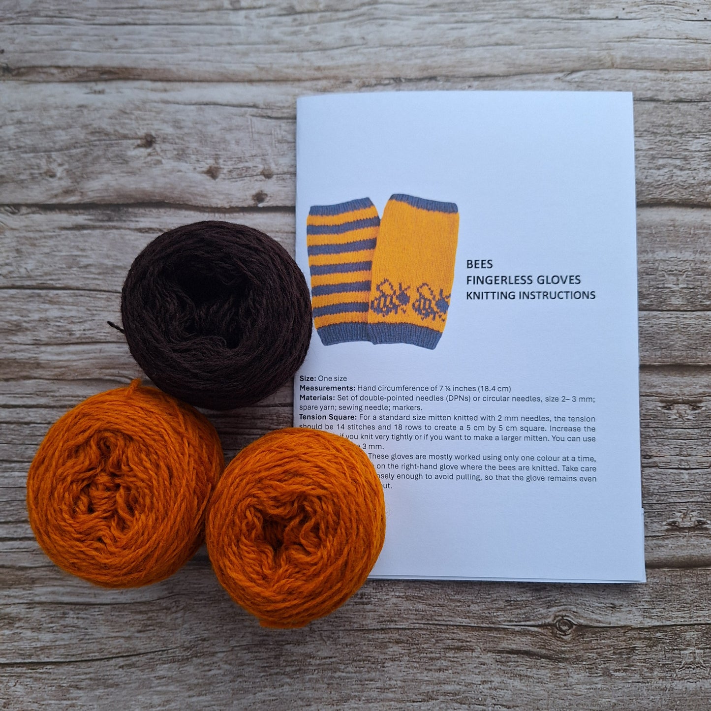 BEES  Fingerless Gloves Knitting Kit =