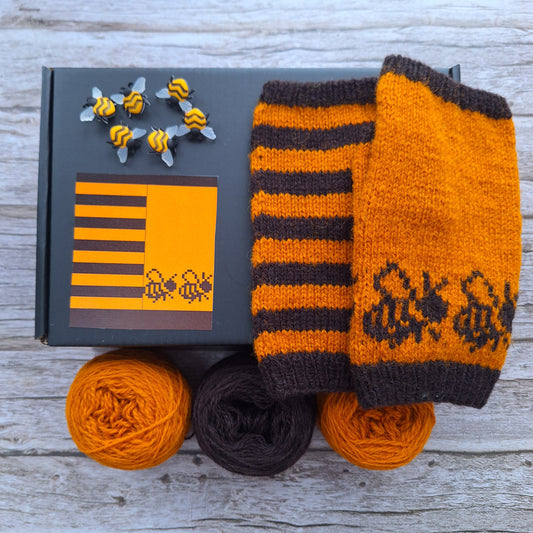 BEES  Fingerless Gloves Knitting Kit =