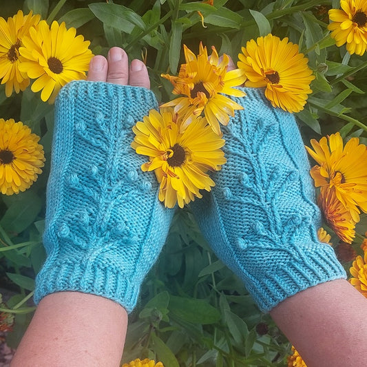 Fingerless gloves "Young cherry tree"