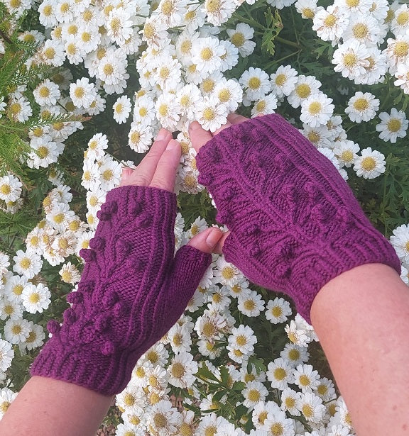 Fingerless gloves "Purple cherry tree"