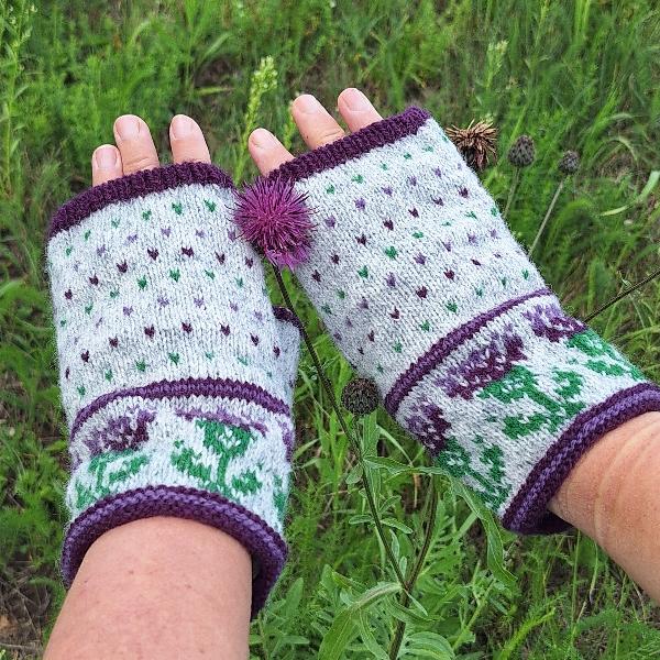 "SCOTTISH THISTLE" FINGERLESS GLOVES KNITTING KIT