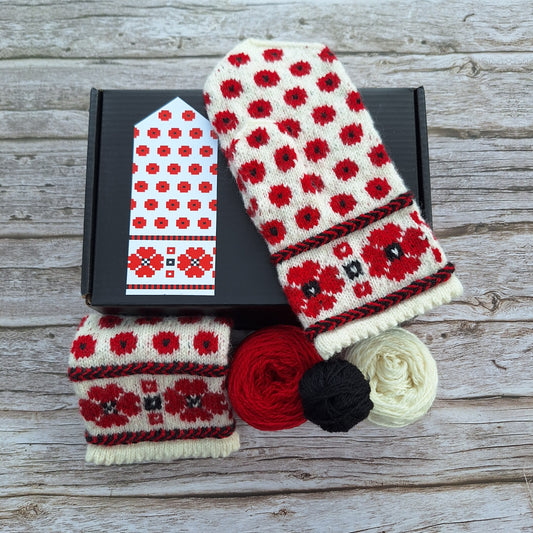 POPPIES Mittens Knitting Kit