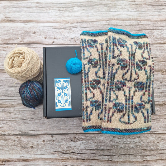 ART NOUVEAU GARDEN – Long Fingerless Gloves Knitting Kit