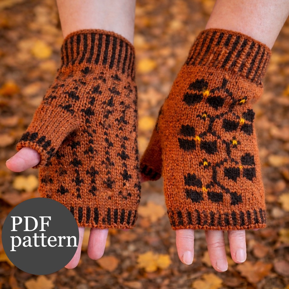 COPPERWOOD FINGERLESS GLOVES – Knitting Pattern
