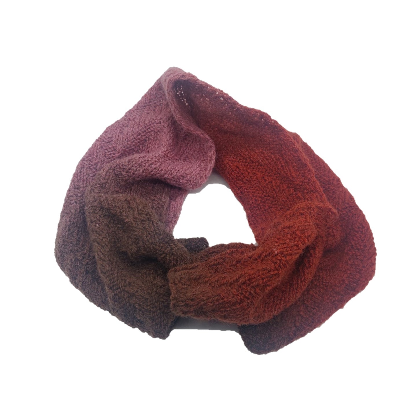 Aade long natural 100% wool yarn Brown-Pink color sample knit