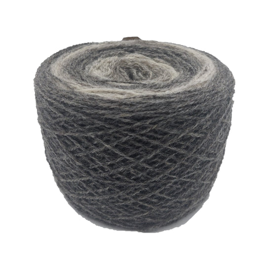Self striping wool yarn Aade long side view