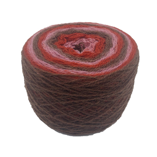 Aade long natural 100% wool yarn Brown-Pink color from side