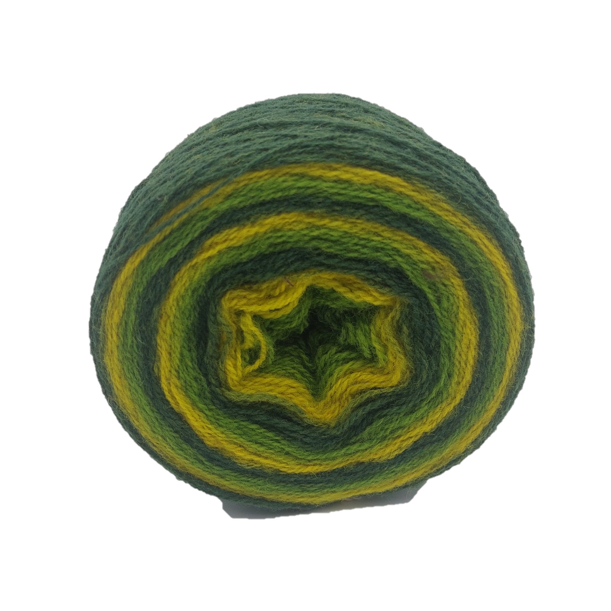 Natural 100% self shading wool from Estonia Aade Long. Color Green-Yellow from back