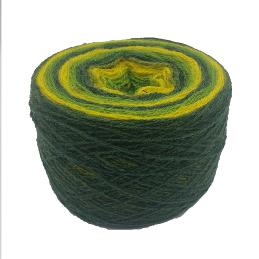 Natural 100% self shading wool from Estonia Aade Long. Color Green-Yellow from side