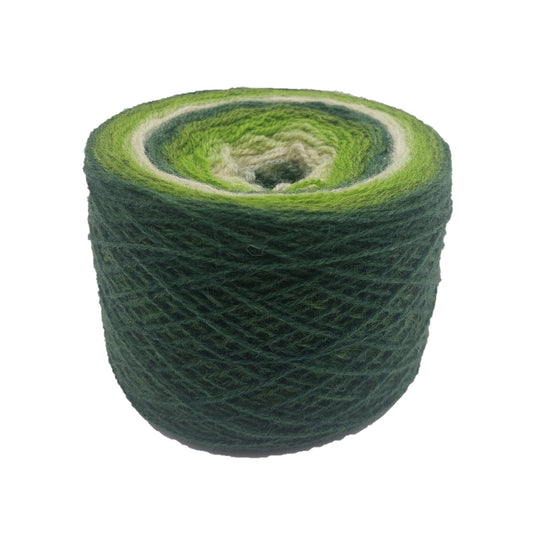 self striping wool yarn Aade Long - Green white from side