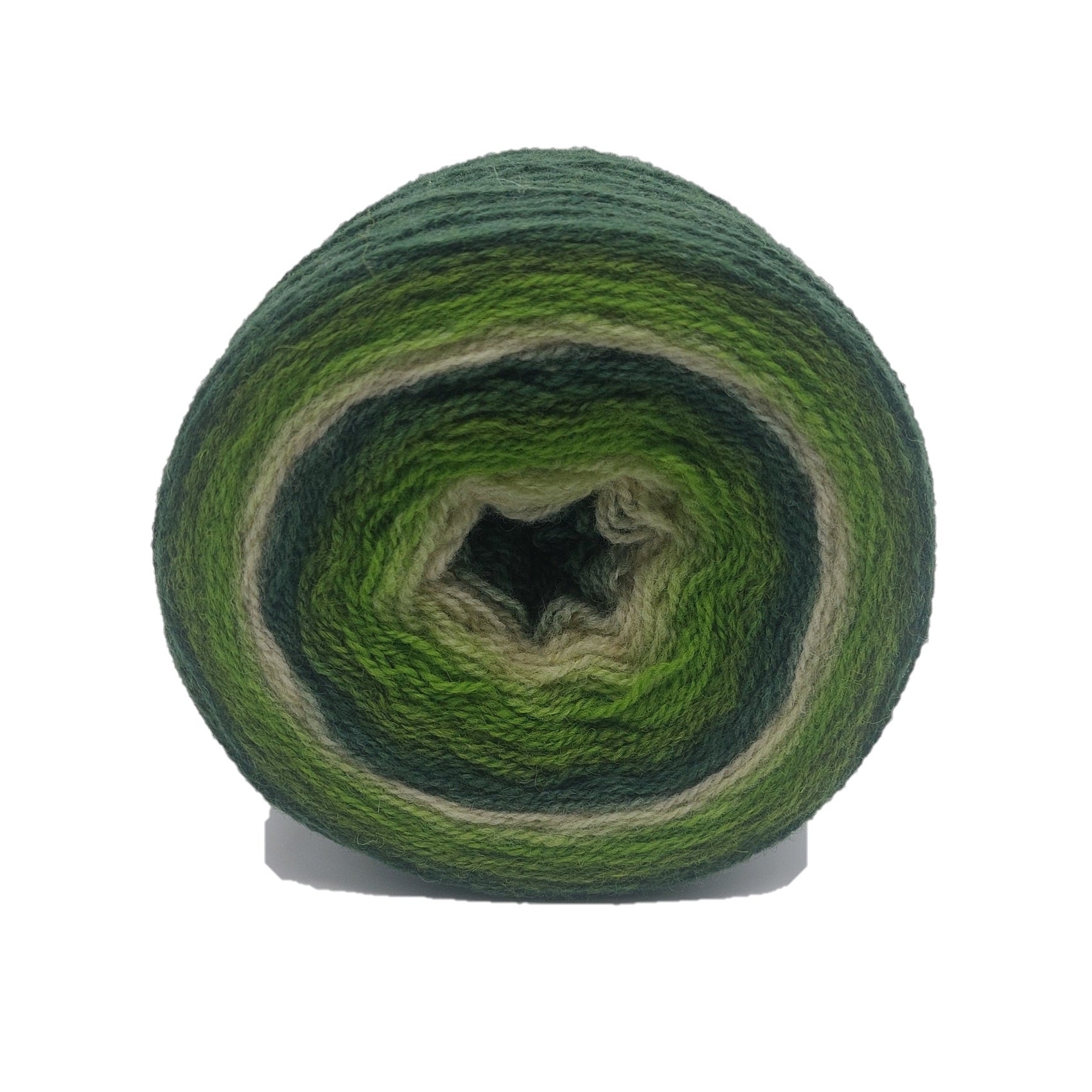 self striping wool yarn Aade Long - Green white from front